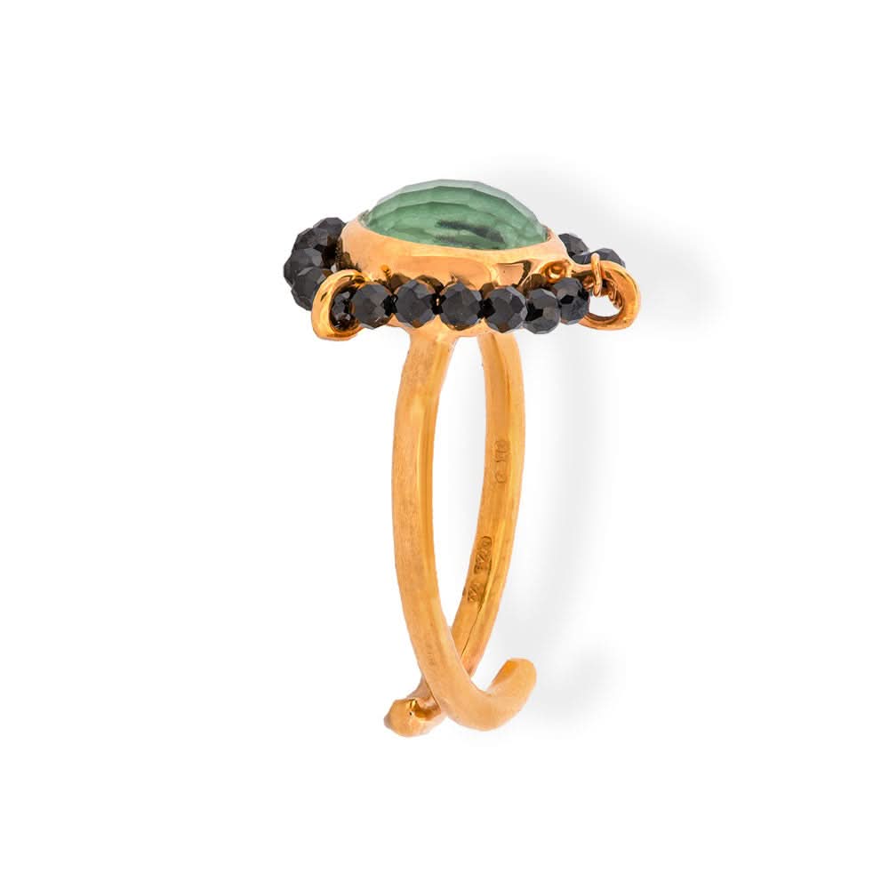 Handmade Gold Plated Silver Ring With Zoisite & Spinels - Anthos Crafts