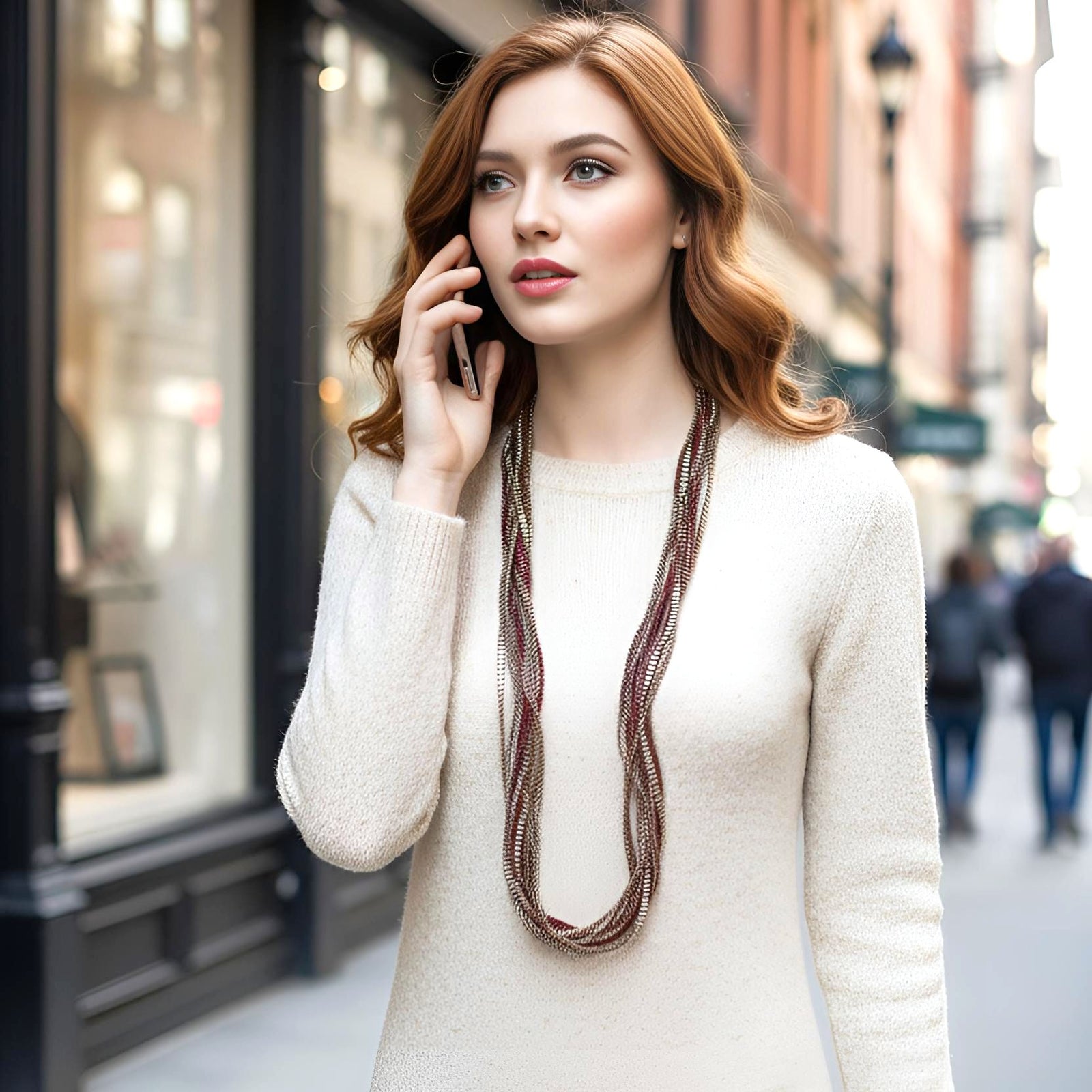 Σατέν Πλισέ Κολιέ Essilp Χρυσό, Ασημένιο, Μπορντό KL-322