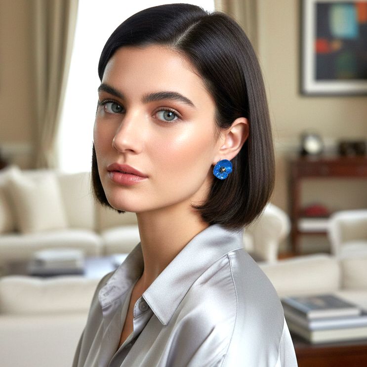 Handmade Sterling Silver Sky Blue Poppy Flower Dangle Earrings - Anthos Crafts