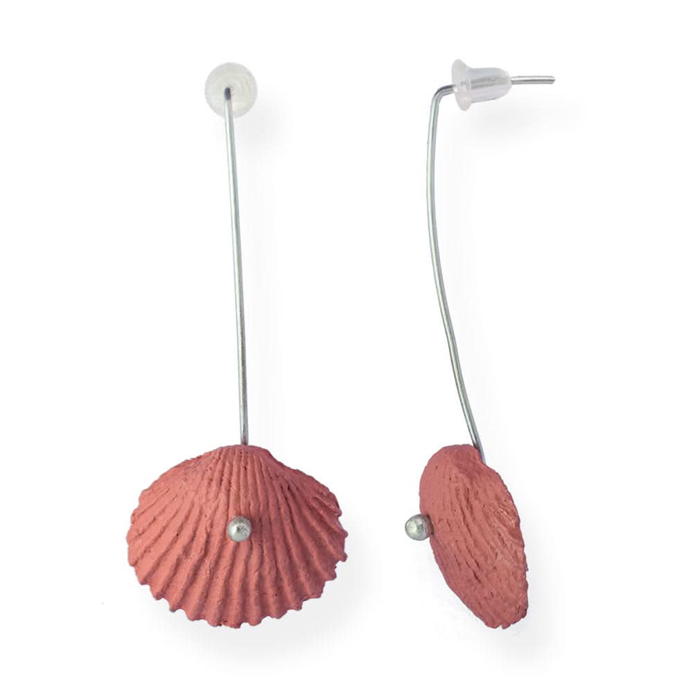 Handmade Earrings Shells Made From Papier-Mâché Puce - Anthos Crafts