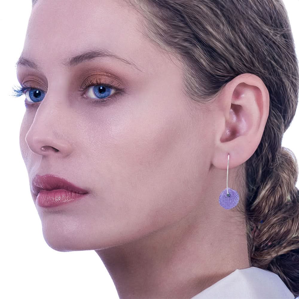 Handmade Half Hoop Earrings Shells Made From Papier-Mâché Lavender - Anthos Crafts