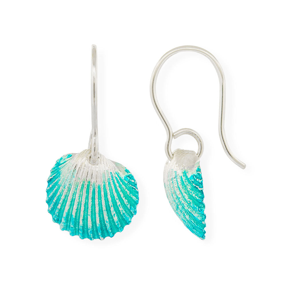 Handmade Silver Turquoise Earrings Shells - Anthos Crafts