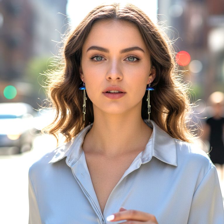 Handmade Silver Jellyfish Dangle Earrings Purple Blue - Anthos Crafts