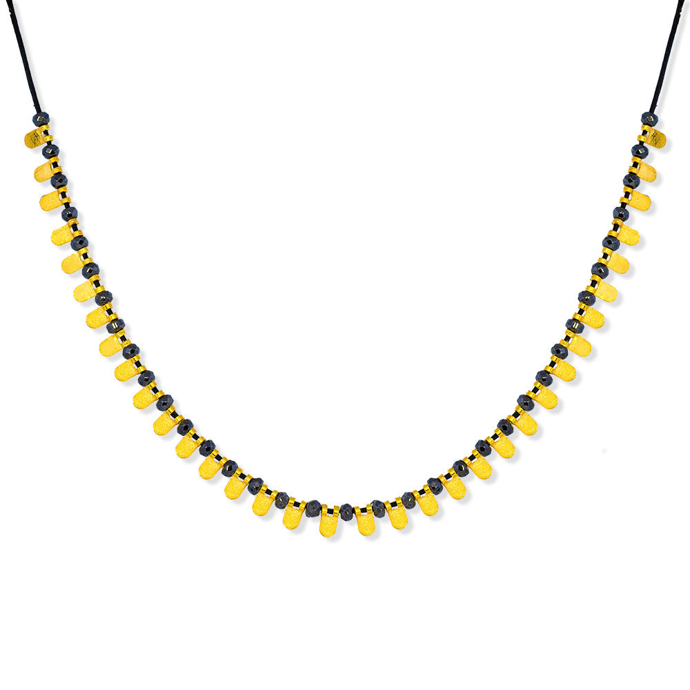 Handmade Short Necklace With Gold Plated Silver Elements & Hematite Stones - Anthos Crafts
