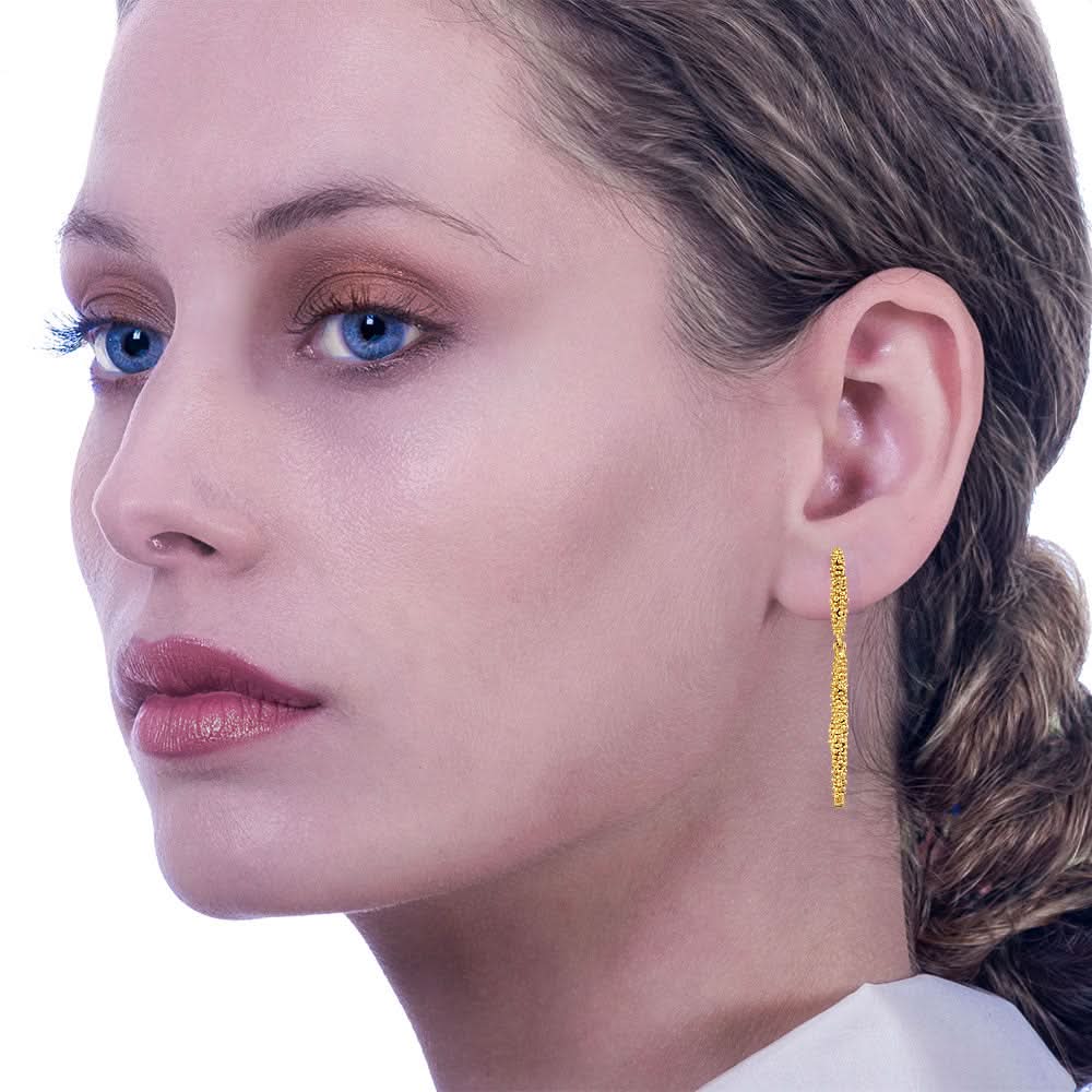 Handmade Gold Plated Dangle Earrings Stardust JOIDART - Anthos Crafts