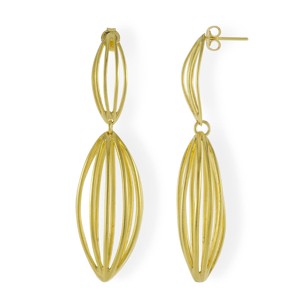 Handmade Gold Plated Earrings Pop up Linear 3D - Anthos Crafts