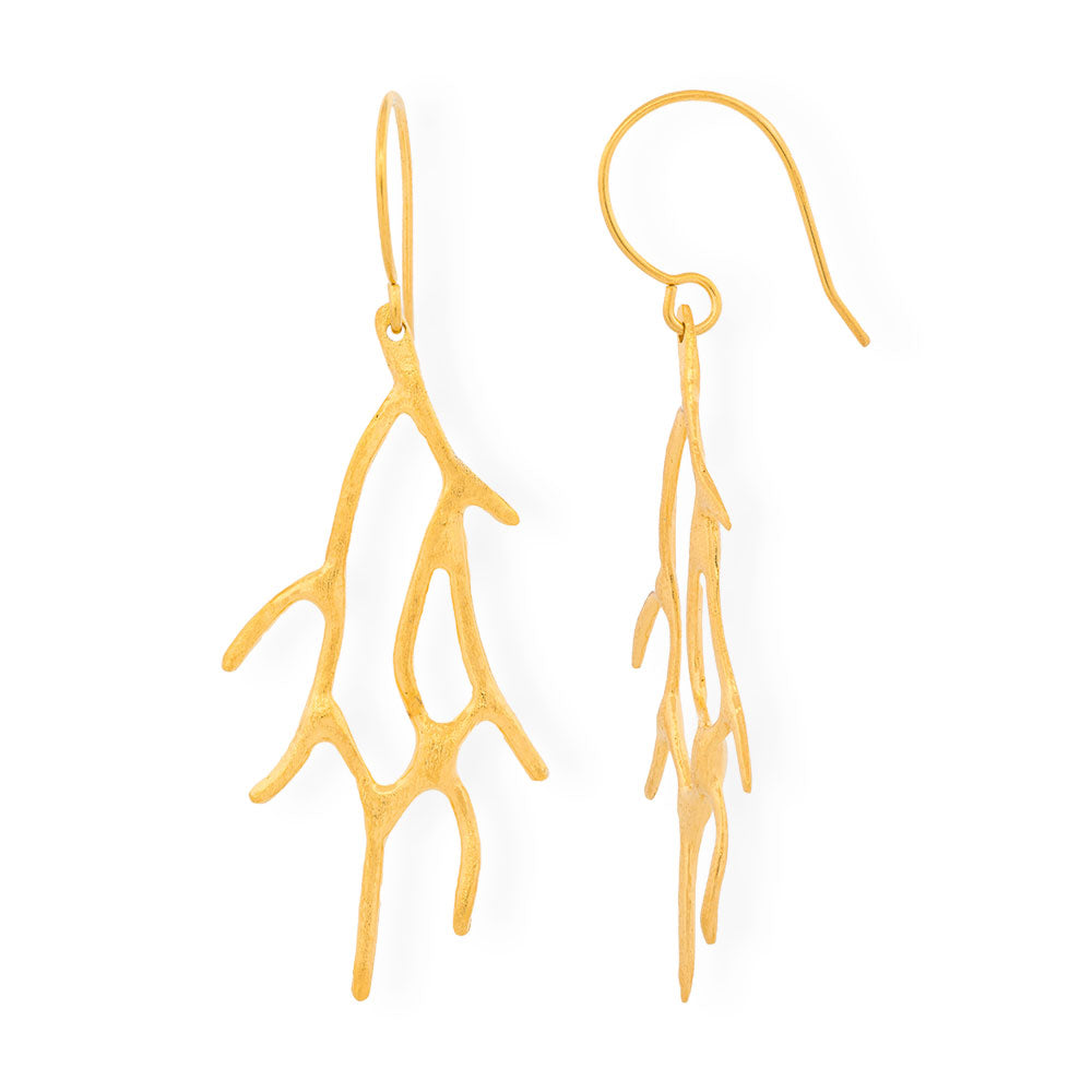 Handmade Gold Coral Earrings