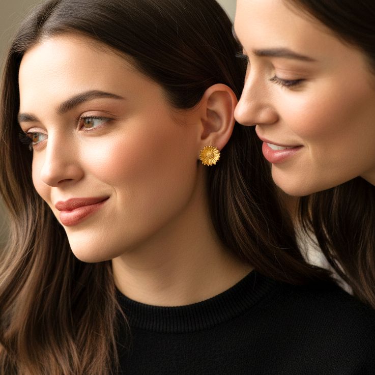 Handmade Gold Plated Silver Daisy Stud Earrings