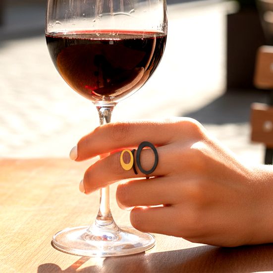Handmade Gold & Black Plated Silver Ring Oval Circles - Anthos Crafts