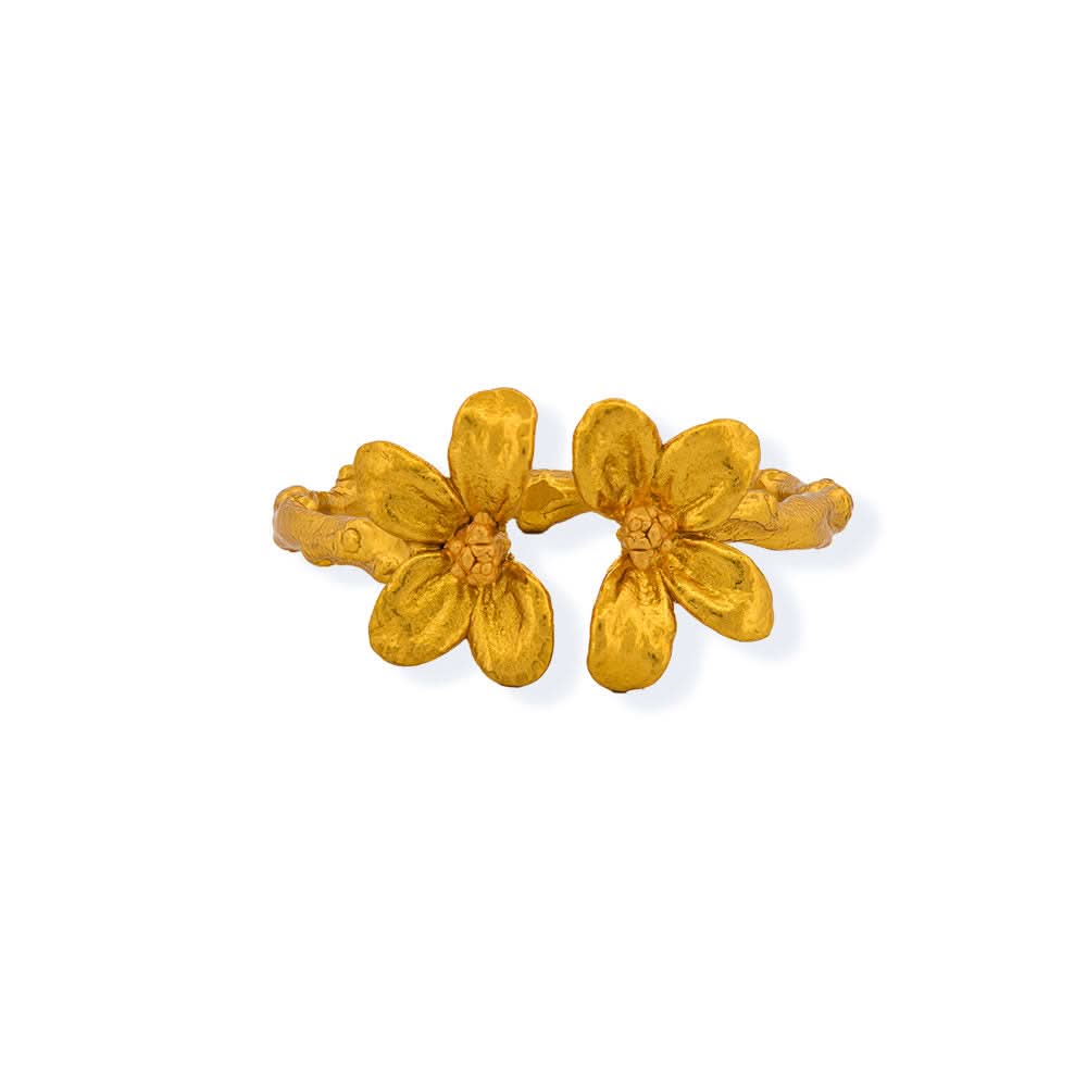 Handmade Gold Plated Silver Little Flowers Ring - Anthos Crafts