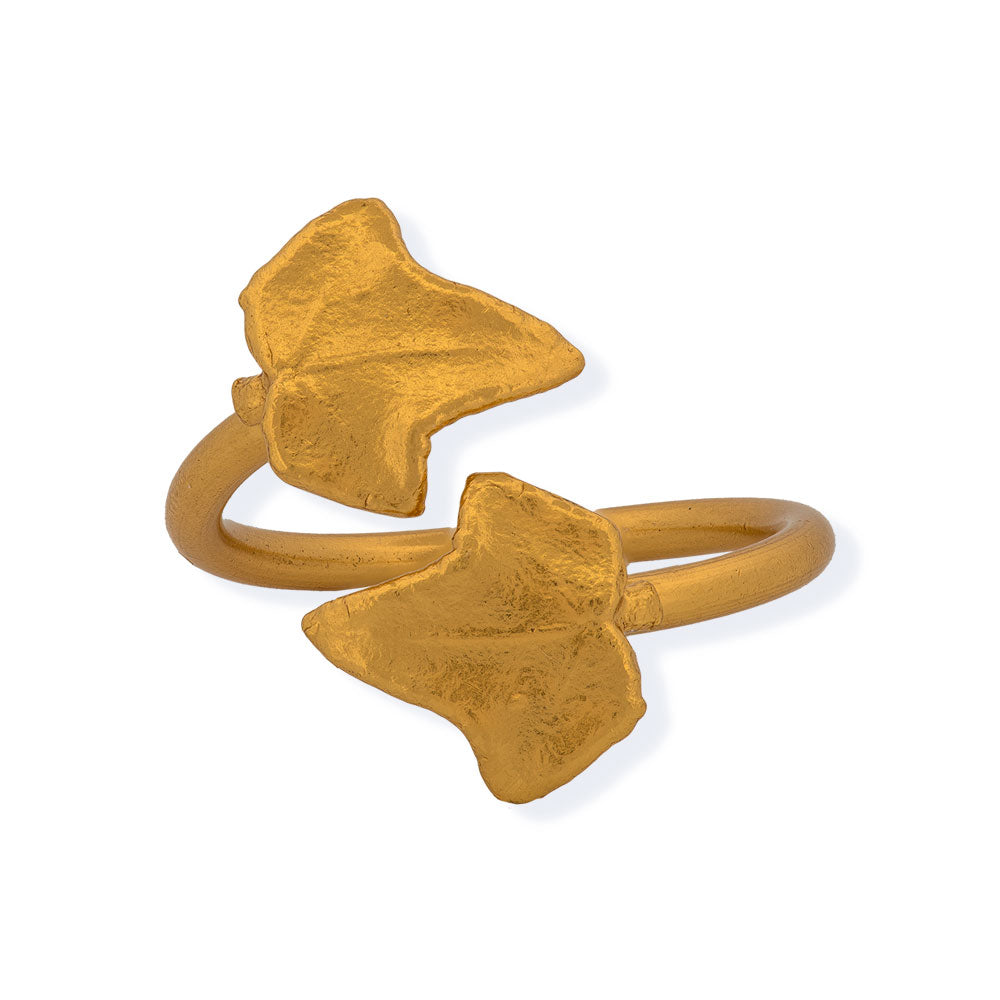 Handmade Gold Plated Silver Little Leaves Ring - Anthos Crafts