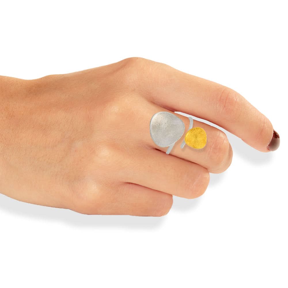 Handmade Gold & Silver Ring Irregular Shapes - Anthos Crafts