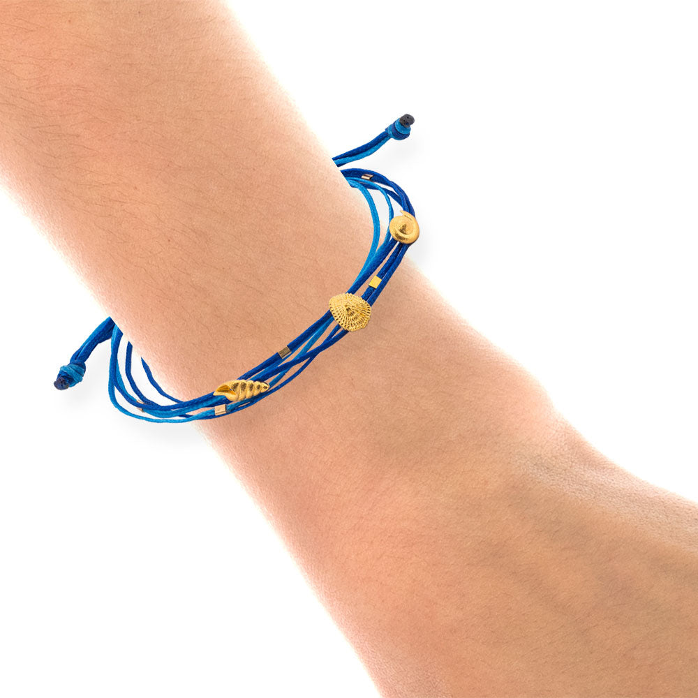 Handmade Navy Bracelet With Gold Plated Silver Shells - Anthos Crafts