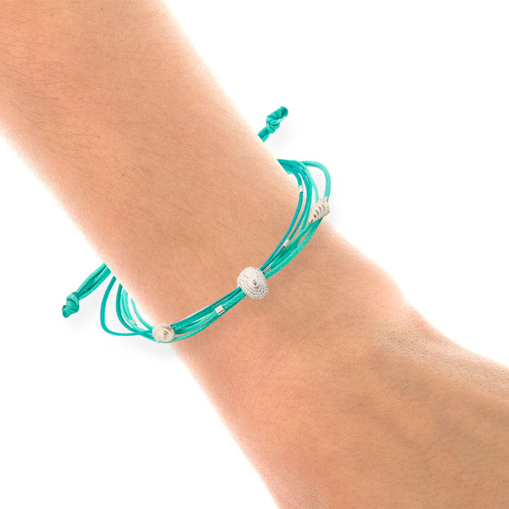 Handmade Turquoise Bracelet With Silver Shells - Anthos Crafts