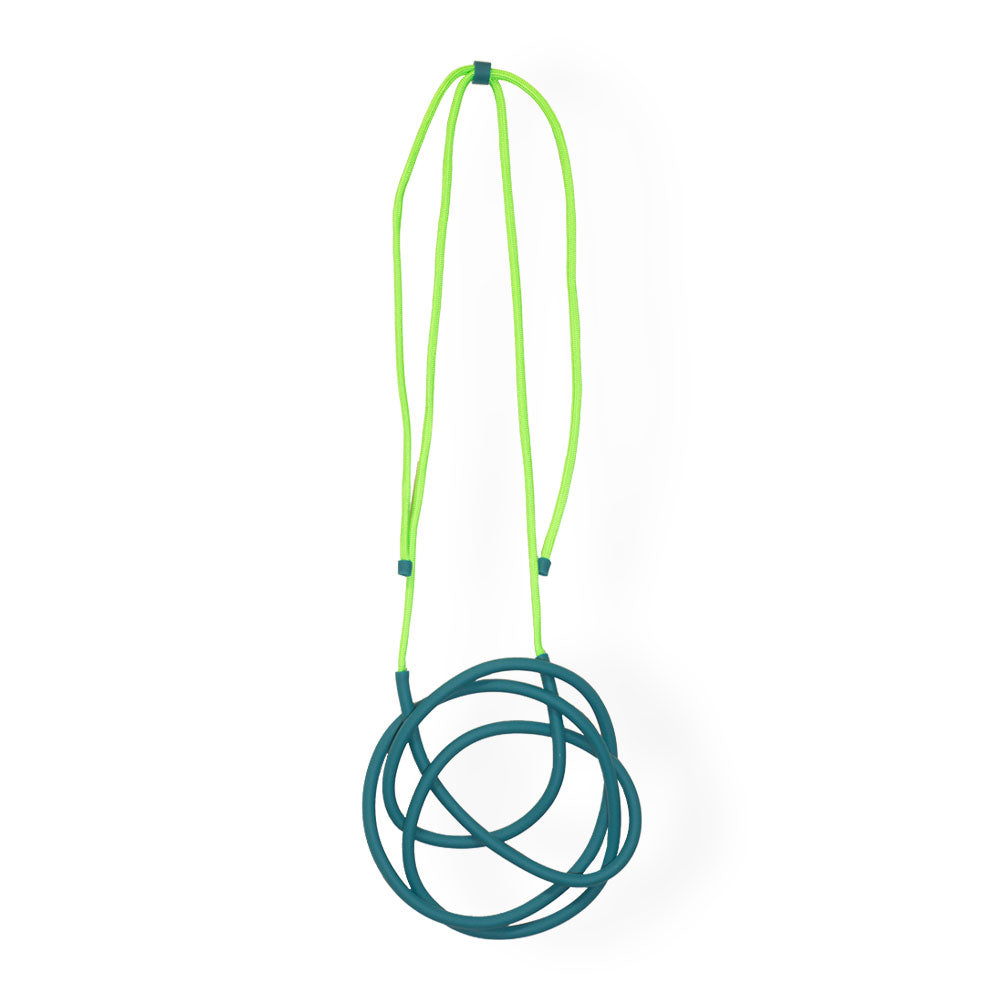 Big Medallion Long Necklace: Duck/green