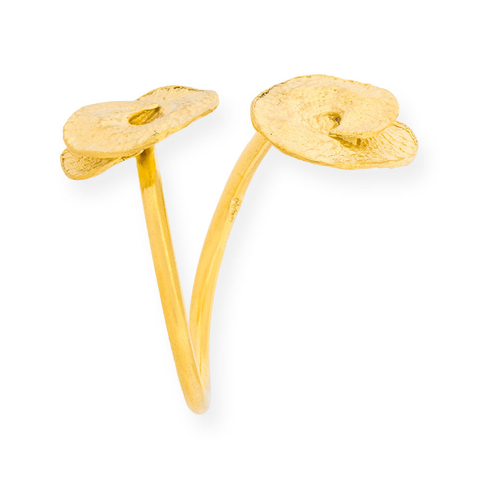 Anello placcato oro fatto a mano con piccoli fiori