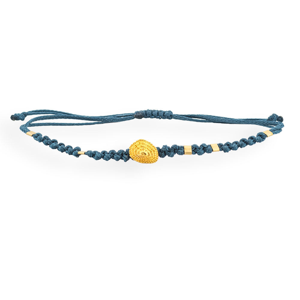 Handmade Navy Bracelet with Gold Plated Silver Shell - Anthos Crafts