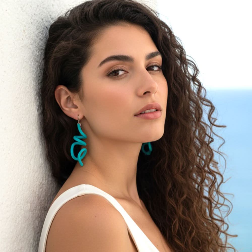 Zig Matt Earrings: Turquoise - Anthos Crafts