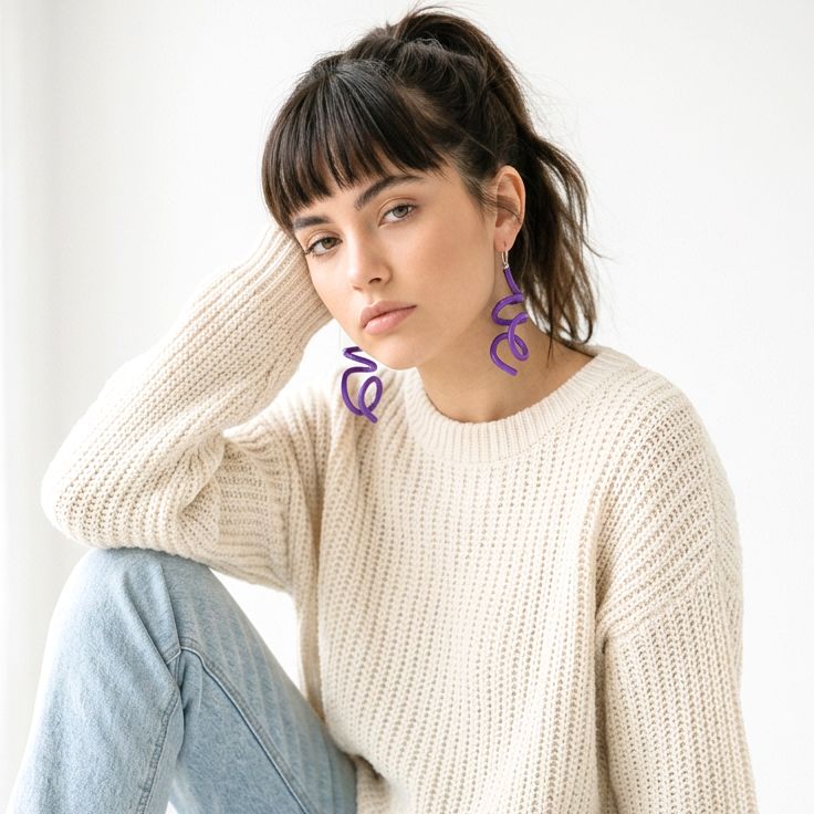 Zig Matt Earrings: Purple - Anthos Crafts