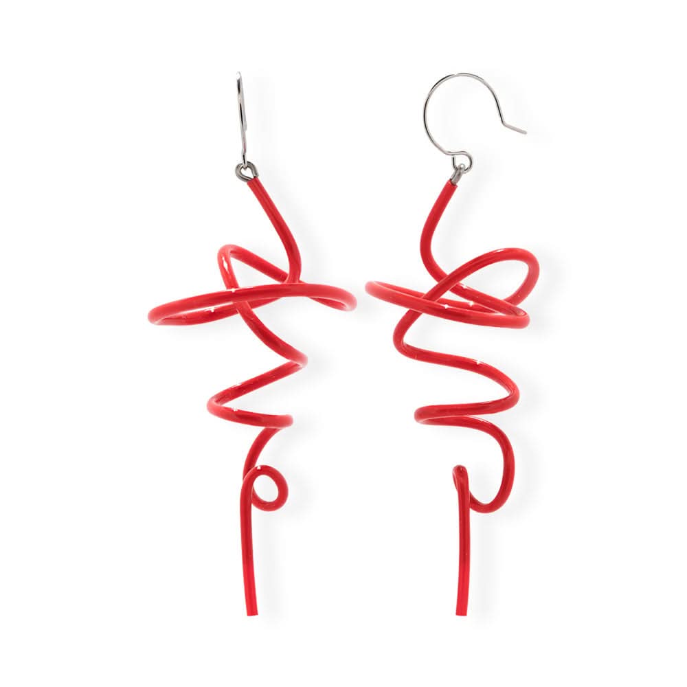 Little Zig earrings: Red - Anthos Crafts