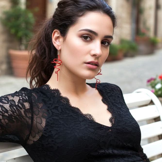Little Zig earrings: Red - Anthos Crafts