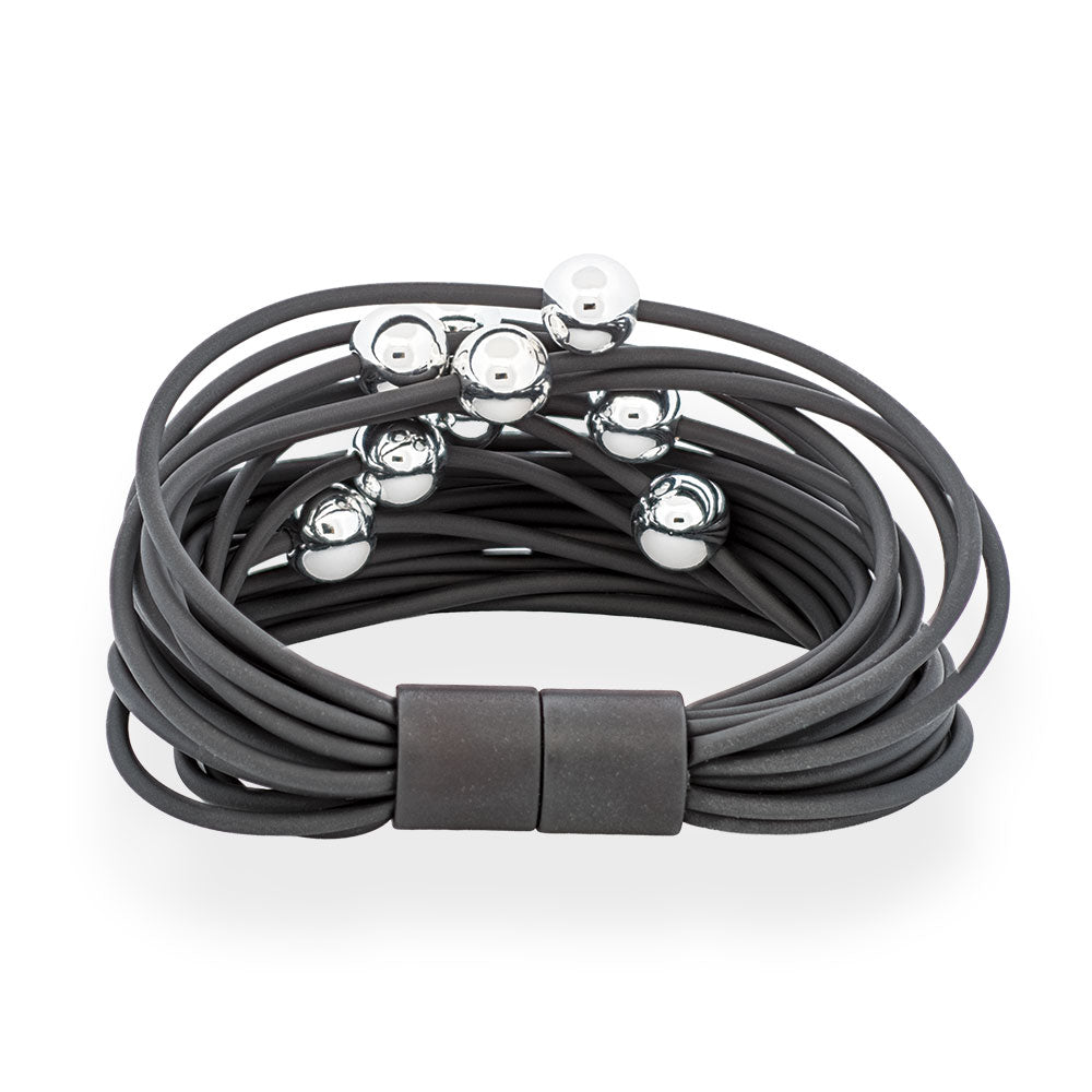 "Visions In Noir" Acrylic Accents Rubber Bracelet - Anthos Crafts