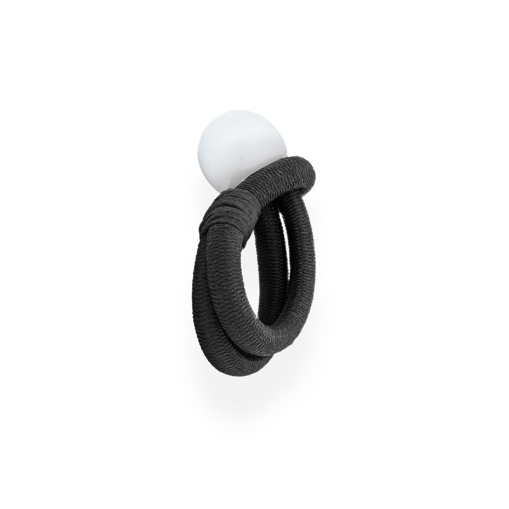 Elastic Cord Ring Black Silver "Beyond Simplicity" - Anthos Crafts