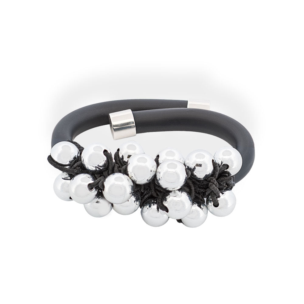 Visions In Noir Acrylic Elements Silk Cord Rubber Bracelet - Anthos Crafts