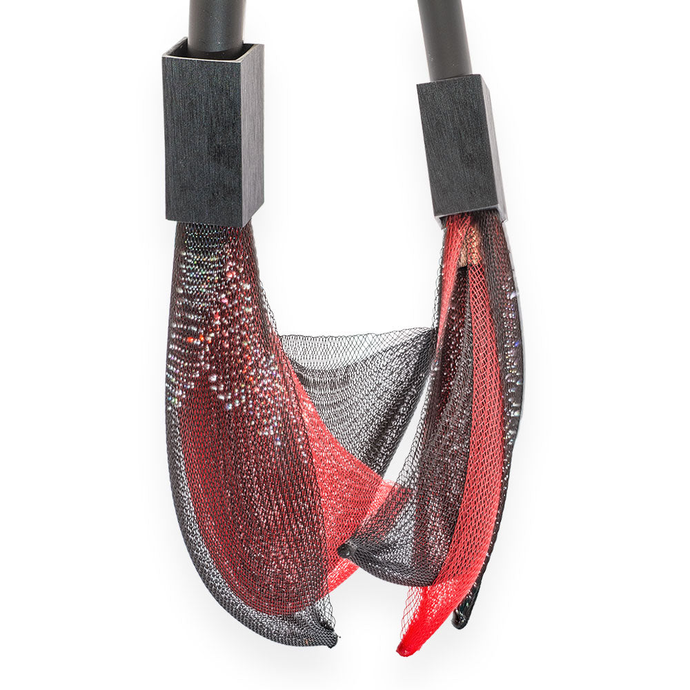 Net Rubber Short Necklace Red "See The Invisible " - Anthos Crafts