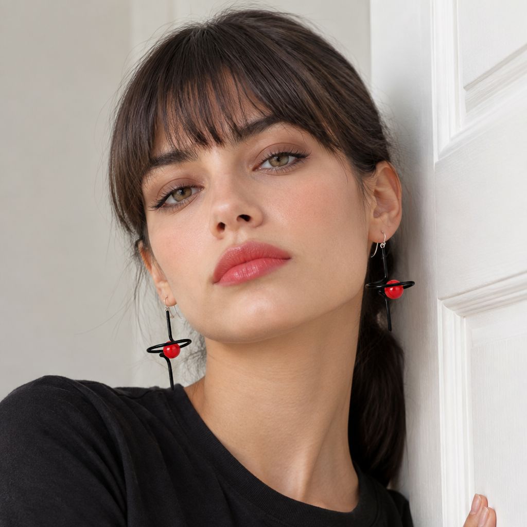 Orecchini Camille: Nero/rosso