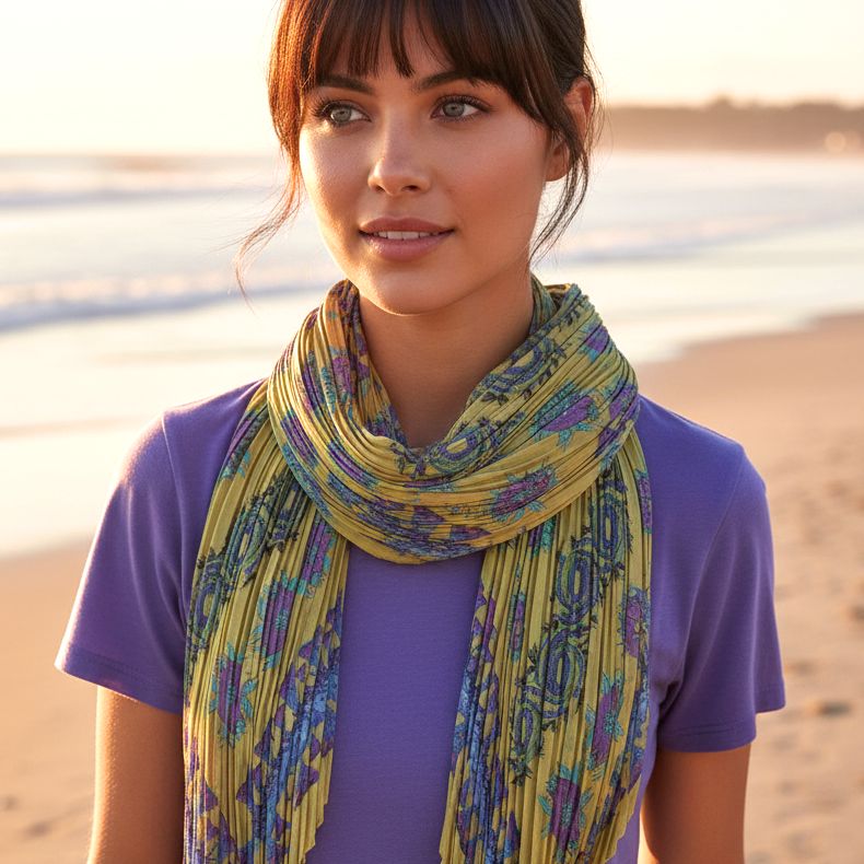 Foulard plissettato satin F-FOLK-YE