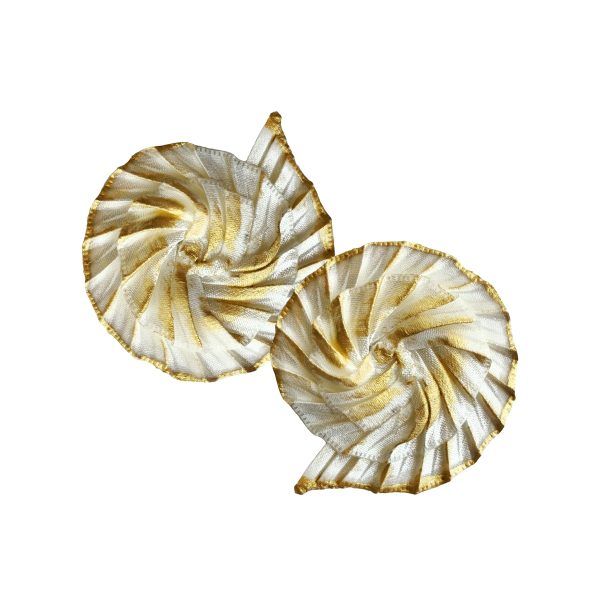 Σατέν Πλισέ Σκουλαρίκια Λευκά Χρυσά Naftilos ΝΑF-E-WH