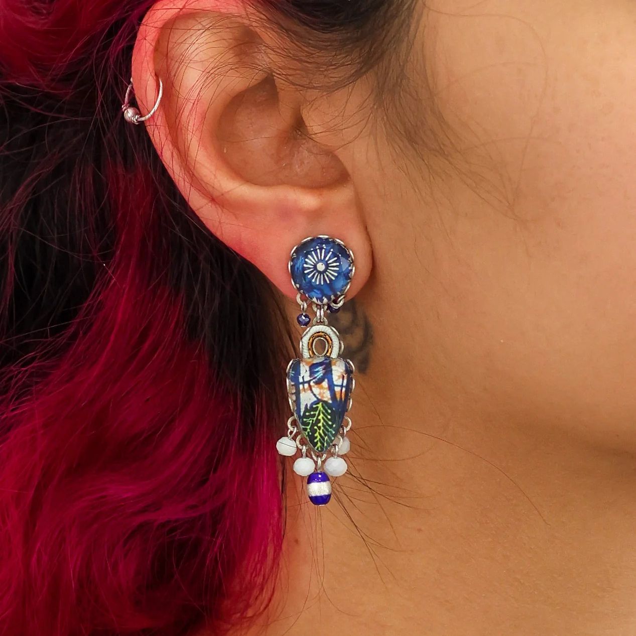 Handmade Blue Domes Set, Casual Glass Earrings, Apollo - Anthos Crafts