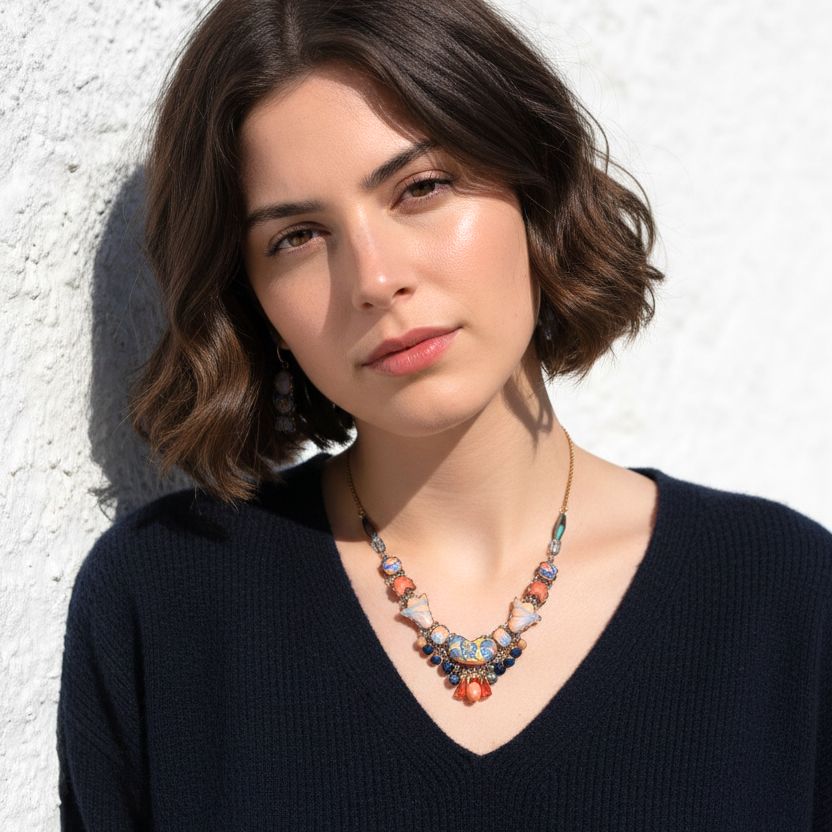 Amber Bloom Set, Delicate Necklace, Dynia