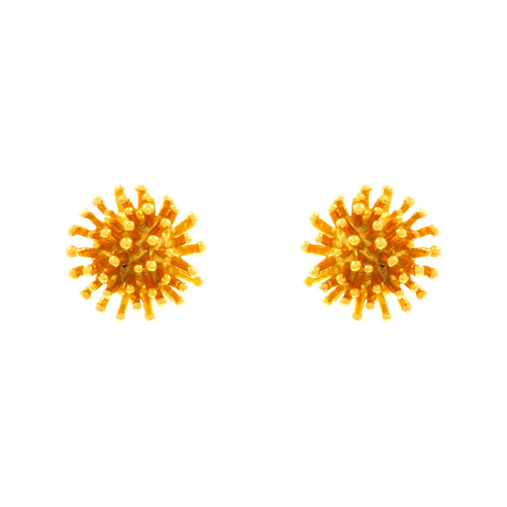 Handmade Gold Plated Silver Stud Earrings Corals - Anthos Crafts