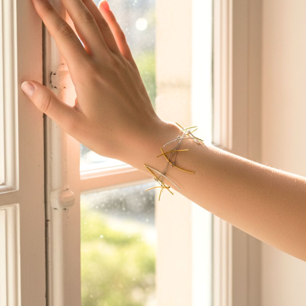 Handmade Bracelet With Gold Plated Rods