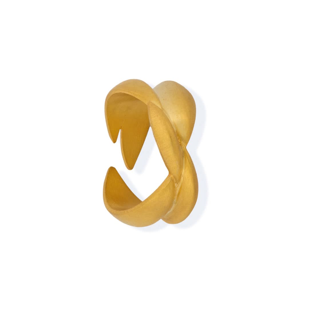 Handmade Gold Plated Silver Ring Leaves - Anthos Crafts