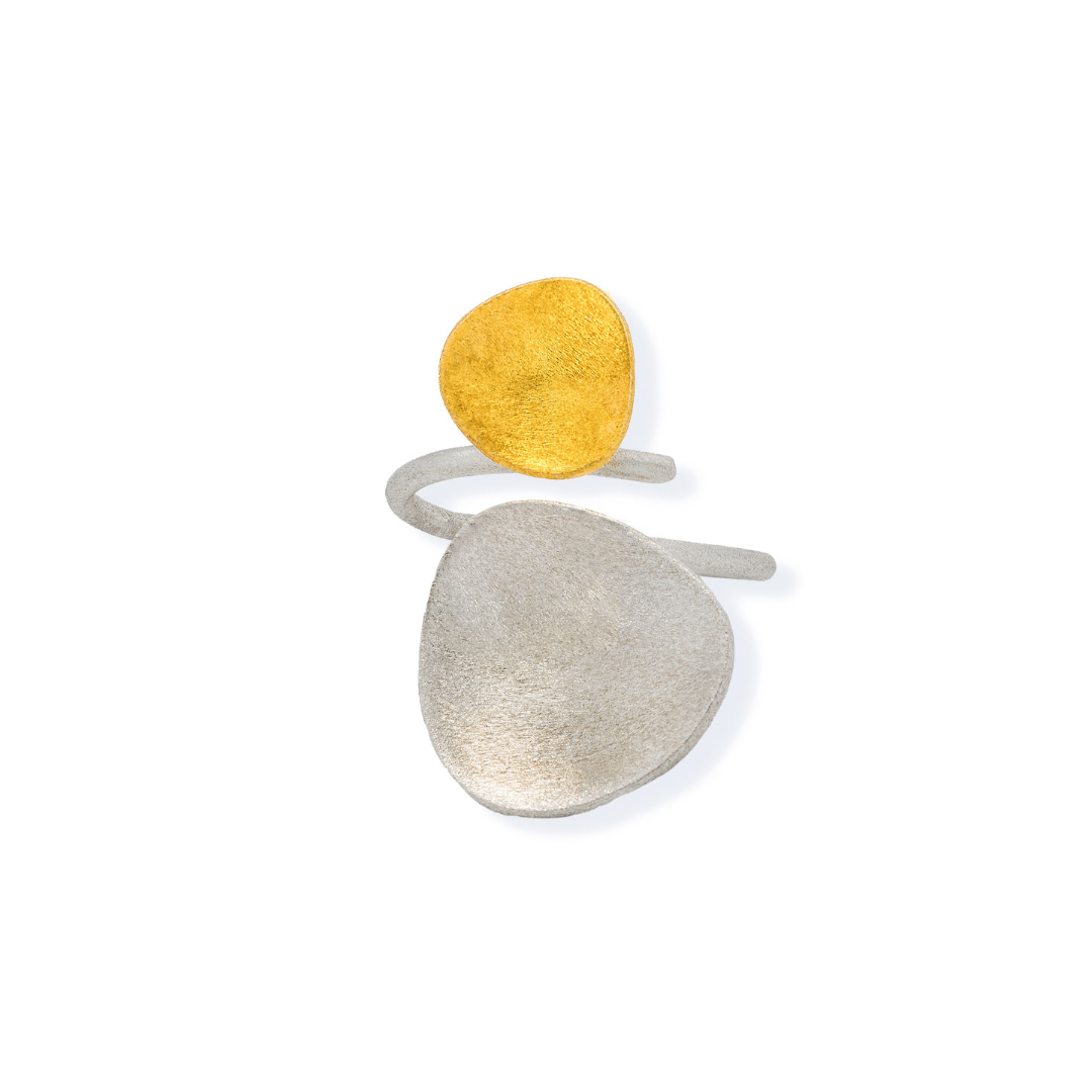 Handmade Gold & Silver Ring Irregular Shapes - Anthos Crafts