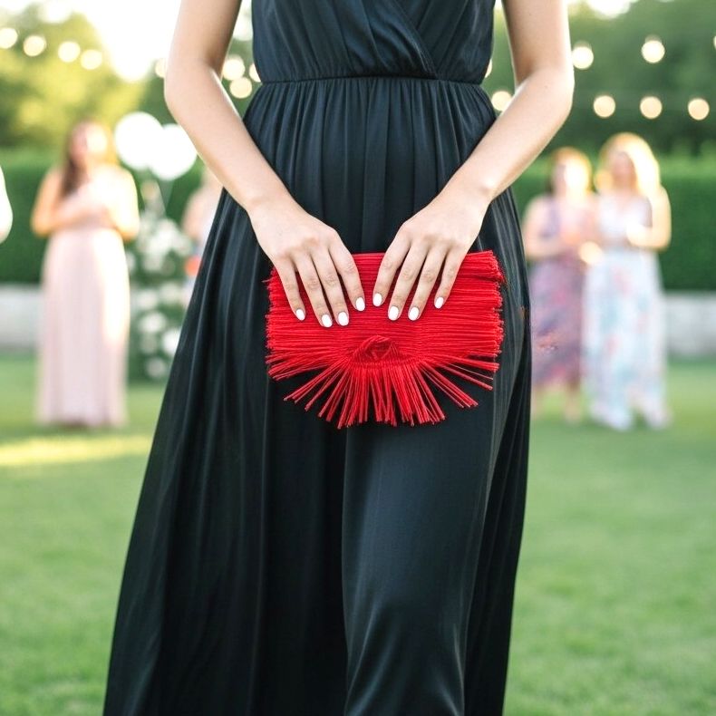 Red satin pleated bag CL-RE - Anthos Crafts