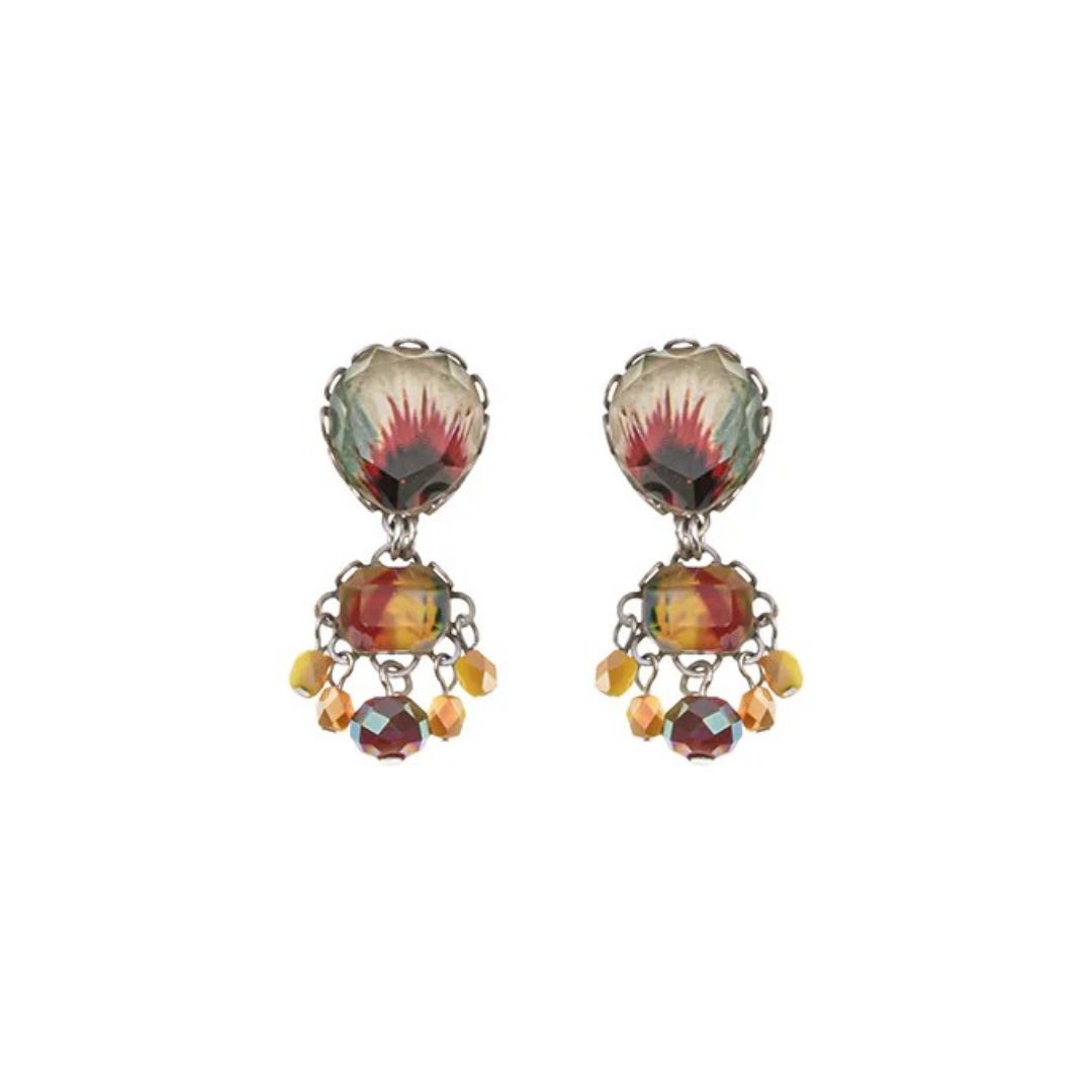 Handmade Sunflower Surprise Set, Small Colorful Glass Earrings, Bri - Anthos Crafts