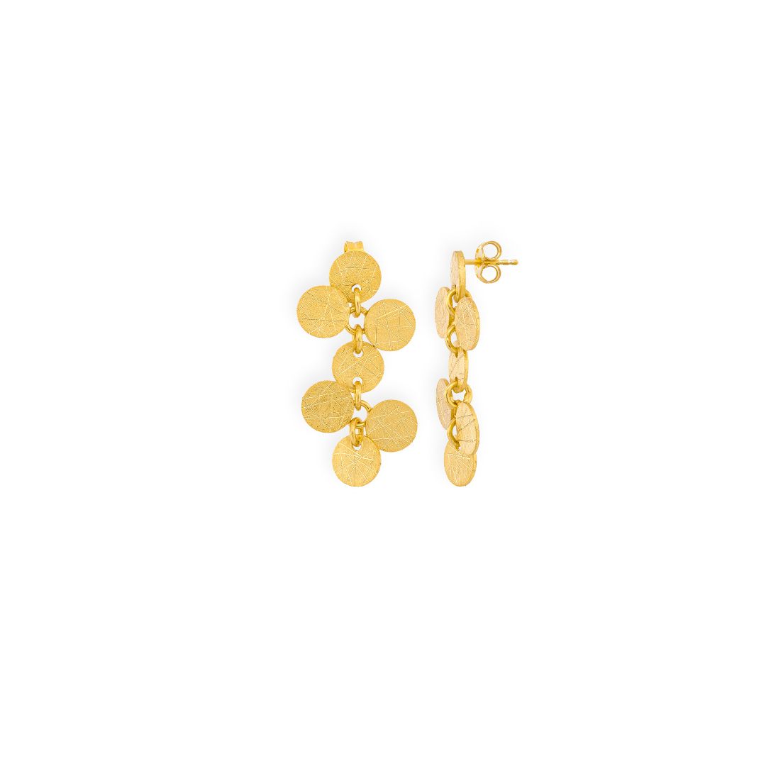 Handmade Gold Plated Silver Dangle Earrings Little Coins