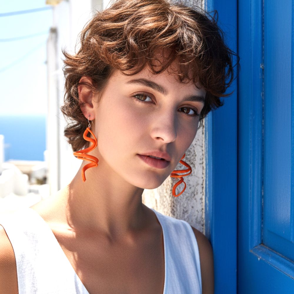 Défilé earrings: Orange - Anthos Crafts