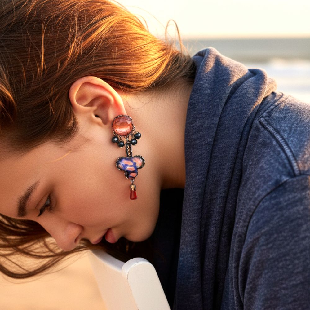 Amber Bloom Set, Earring, Veda - Anthos Crafts