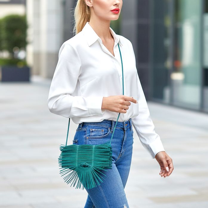 Green satin pleated bag CL-KY - Anthos Crafts