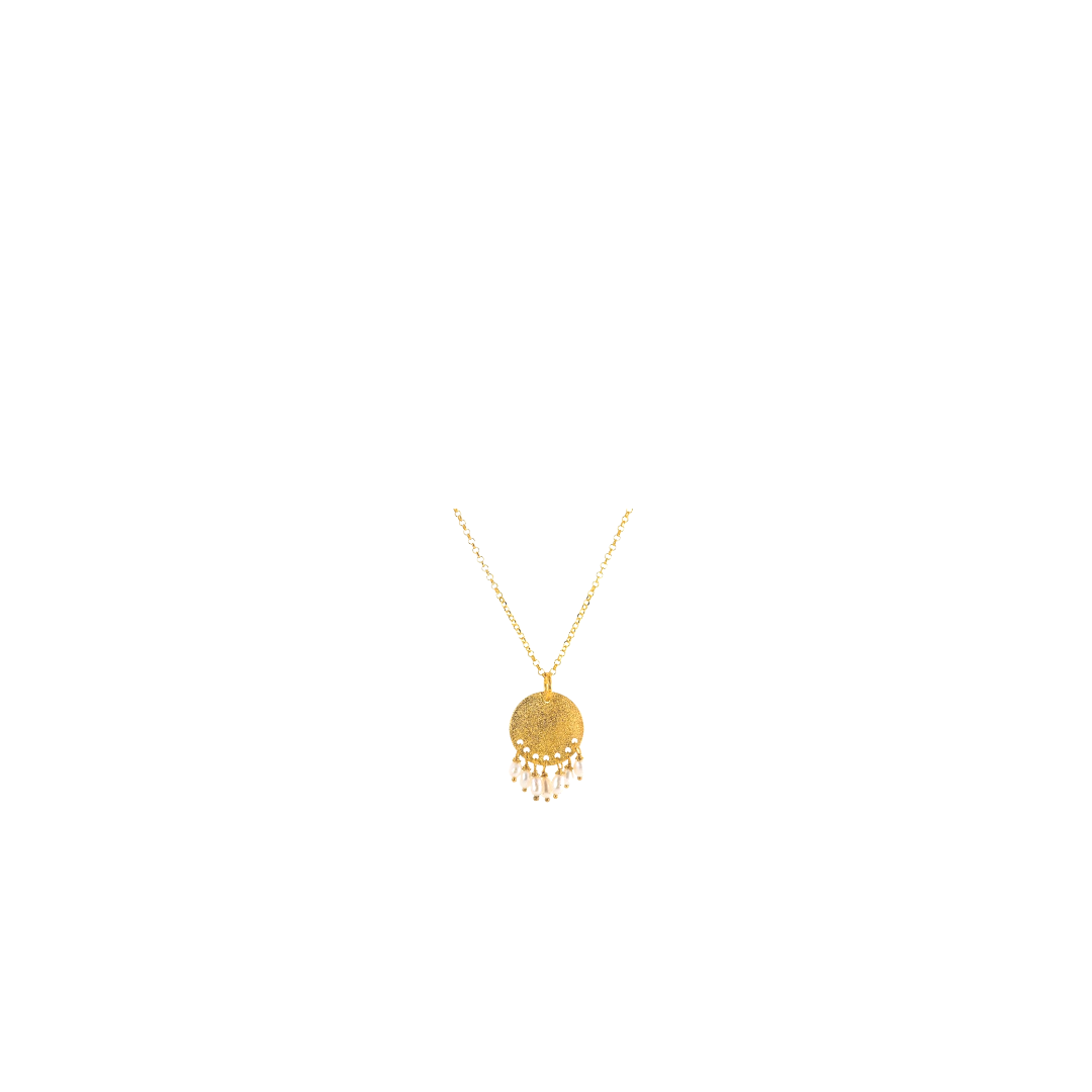 Handmade Short Gold Plated Silver Chain Necklace With Freshwater Pearls - Anthos Crafts