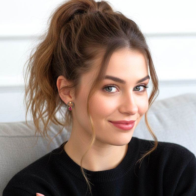 Orecchini a bottone fatti a mano in argento placcato oro e nero piccoli cerchi con zirconi