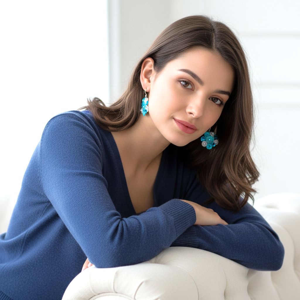 Handmade Silver Earrings Little Flowers Turquoise - Anthos Crafts