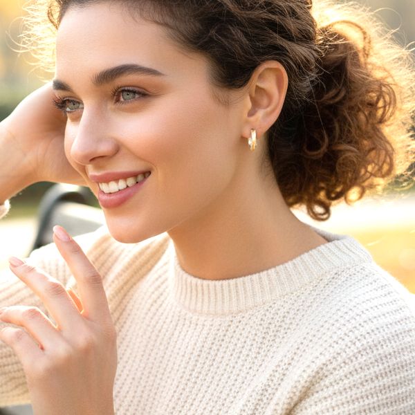 Handmade Gold & Silver Earrings Small Hoops - Anthos Crafts