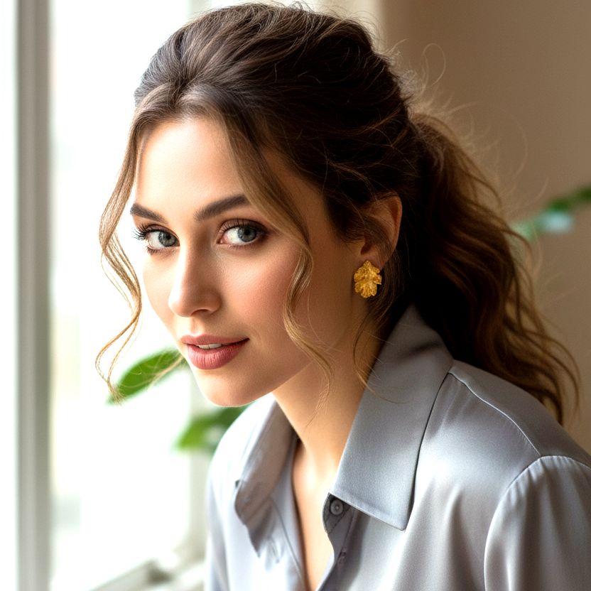 Χειροποίητα Επίχρυσα Ασημένια Καρφωτά Σκουλαρίκια Φύλλα