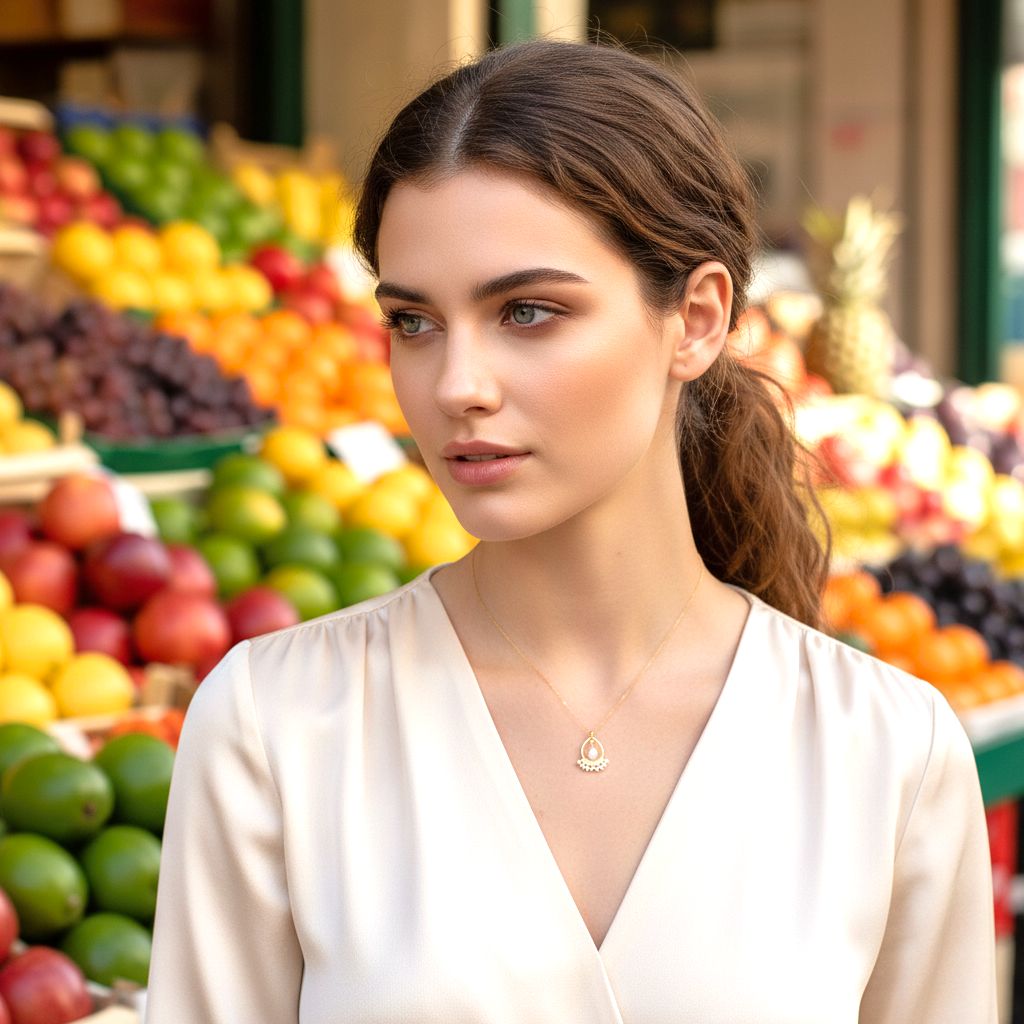 Handmade Gold Plated Silver Necklace With Chalcedony & Pearls